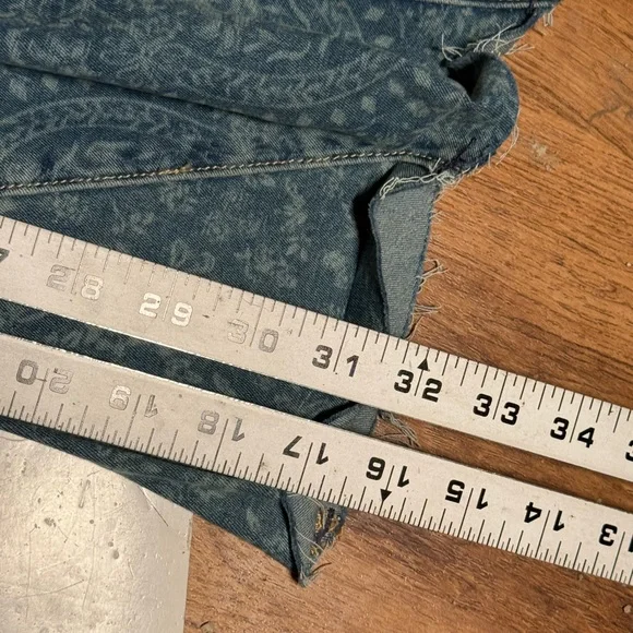 We The Free Free People mermaid Flare Jeans Vintage Blue 31 paisley - Picture 9 of 9